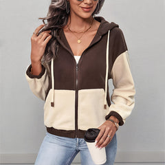 Photo: Women's Hooded Colour Block Fleece Jacket | Seoden London — view 2