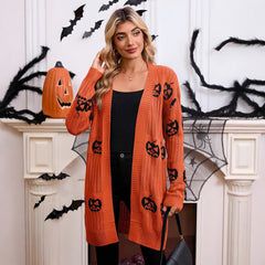 Photo: Transylvania Pumpkin Jacquard Long Cardigan | Seoden London — view 2