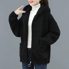 Photo: Women's Hooded Teddy Fleece Zip Jacket | Seoden London — view 4