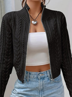 Photo: Women's Cable Knit Zip Cardigan | Seoden London — view 8