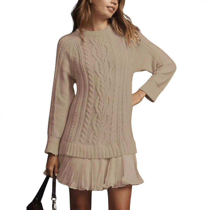 Photo: Women's Cable Knit Jumper Dress with Ruffle Hem | Seoden London