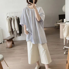 Photo: Women's Plus Size Pleated Cotton Blouse | Seoden London — view 3