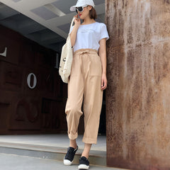 Photo: Emilia Belted Cotton Harem Trousers | Seoden London — view 4