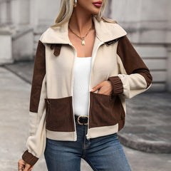 Photo: Women's Colour Block Sherpa Fleece Jacket | Seoden London — view 1
