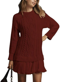 Photo: Women's Cable Knit Jumper Dress with Ruffle Hem | Seoden London — view 10