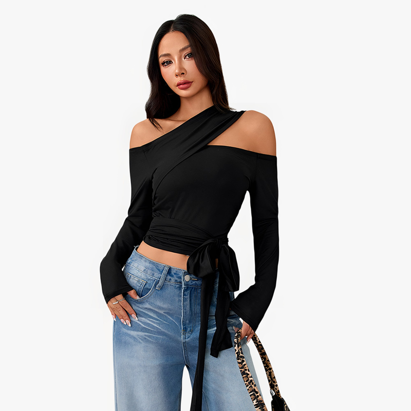 Photo: Ibiza Cut-Out Shoulder Wrap Top | Seoden London