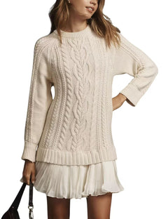 Photo: Women's Cable Knit Jumper Dress with Ruffle Hem | Seoden London — view 6