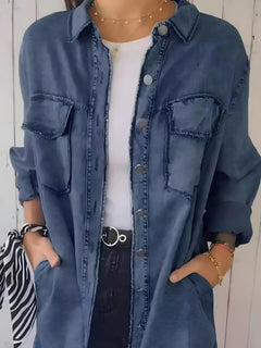 Photo: Women's Plus Size Longline Denim Shirt | Seoden London — view 12