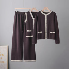 Photo: Women's Three Piece Knit Cardigan, Vest and Trouser Set | Seoden London — view 2