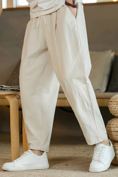 Photo: Women's Plus Size Linen Drawstring Trousers | Seoden London — view 10