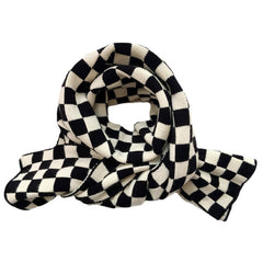 Photo: Chelsea Checkerboard Knitted Scarf | Seoden London — view 8