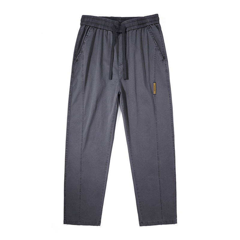 Photo: Men's Cotton Drawstring Straight Leg Trousers | Seoden London