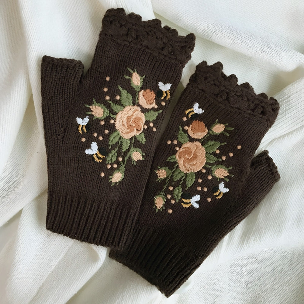 Photo: Honeybee Embroidered Fingerless Gloves | Seoden London