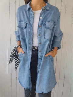 Photo: Women's Plus Size Longline Denim Shirt | Seoden London — view 1