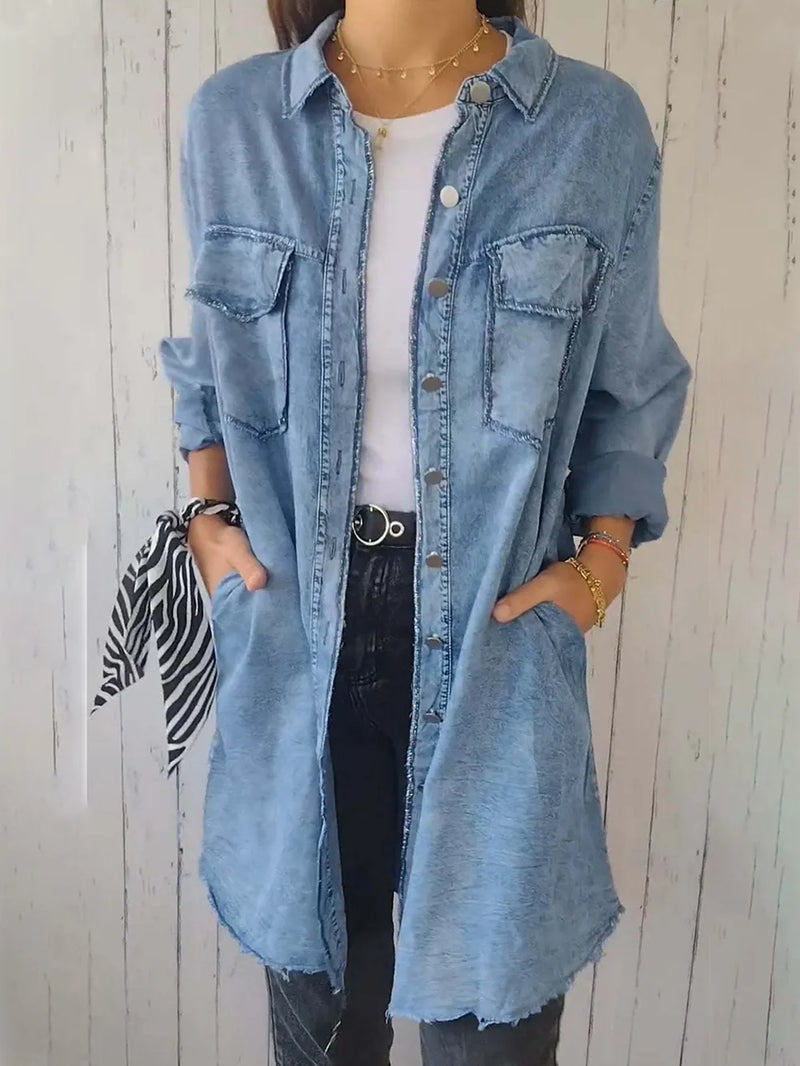 Photo: Women's Plus Size Longline Denim Shirt | Seoden London