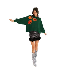 Photo: Greta Pumpkin Sequin Sweatshirt | Seoden London — view 5