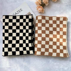 Photo: Chelsea Checkerboard Knitted Scarf | Seoden London — view 2