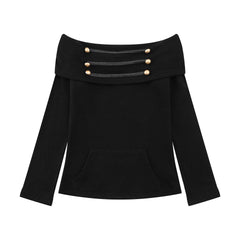 Photo: Rosalind Off-Shoulder Button Knit Top | Seoden London — view 3