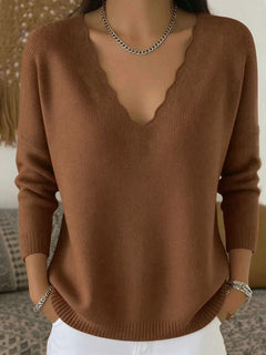 Photo: Women's Soft Wool Blend V-Neck Jumper | Seoden London — view 12