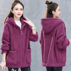 Photo: Women's Hooded Teddy Fleece Zip Jacket | Seoden London — view 2