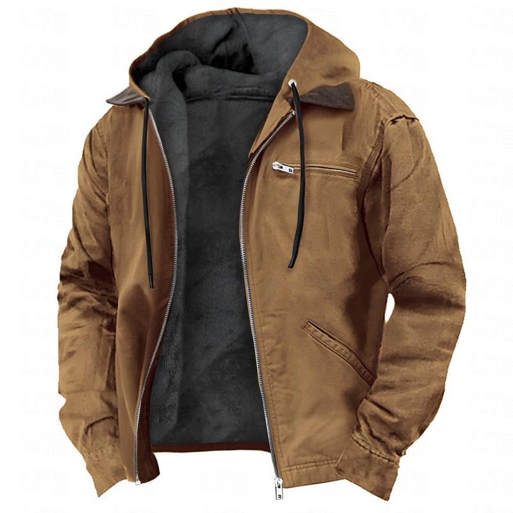 Photo: Men's Hooded Fleece Lined Cotton Jacket | Seoden London