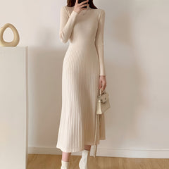 Photo: Women's Ribbed Knit Midi Dress with Long Sleeves | Seoden London — view 6