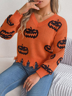 Photo: Pumpkin Patch Distressed V-Neck Jumper | Seoden London — view 5