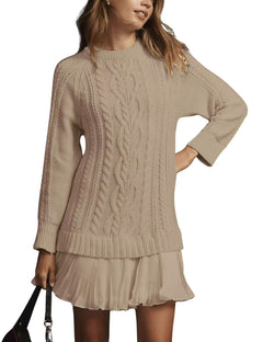 Photo: Women's Cable Knit Jumper Dress with Ruffle Hem | Seoden London — view 12