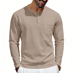 Photo: Henley Long Sleeve Top with Chest Pocket | Seoden London — view 1