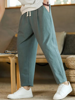 Photo: Women's Plus Size Linen Drawstring Trousers | Seoden London — view 6
