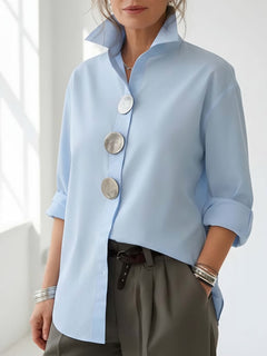 Photo: Amsterdam Big-Button Stand-Collar Shirt | Seoden London — view 6