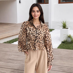 Photo: Valencia Leopard Puff-Sleeve Shirt | Seoden London — view 2