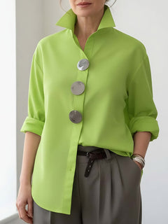 Photo: Amsterdam Big-Button Stand-Collar Shirt | Seoden London — view 7