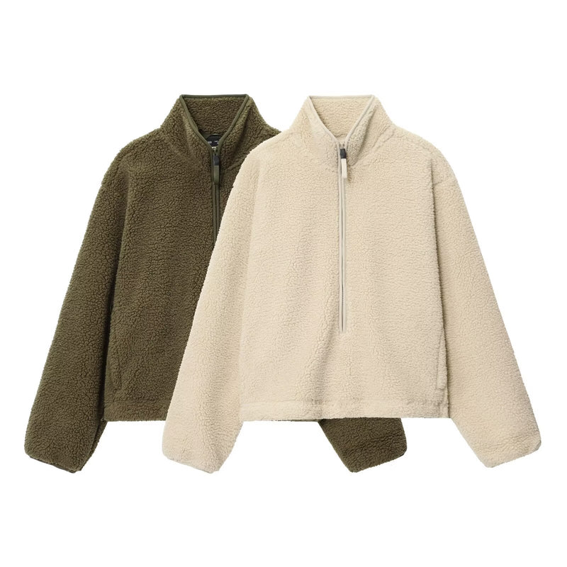 Photo: Women's Teddy Fleece Half Zip Sweatshirt | Seoden London