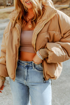 Photo: Cotswold Camel Cropped Puffer Jacket | Seoden London — view 4