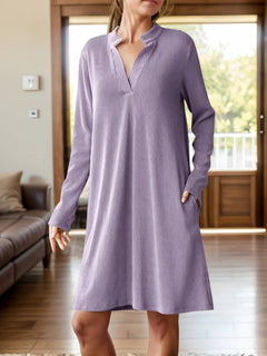 Photo: Women's V Neck Long Sleeve Mini Dress with Pockets | Seoden London — view 8