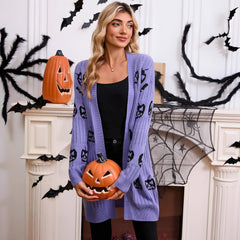 Photo: Transylvania Pumpkin Jacquard Long Cardigan | Seoden London — view 4