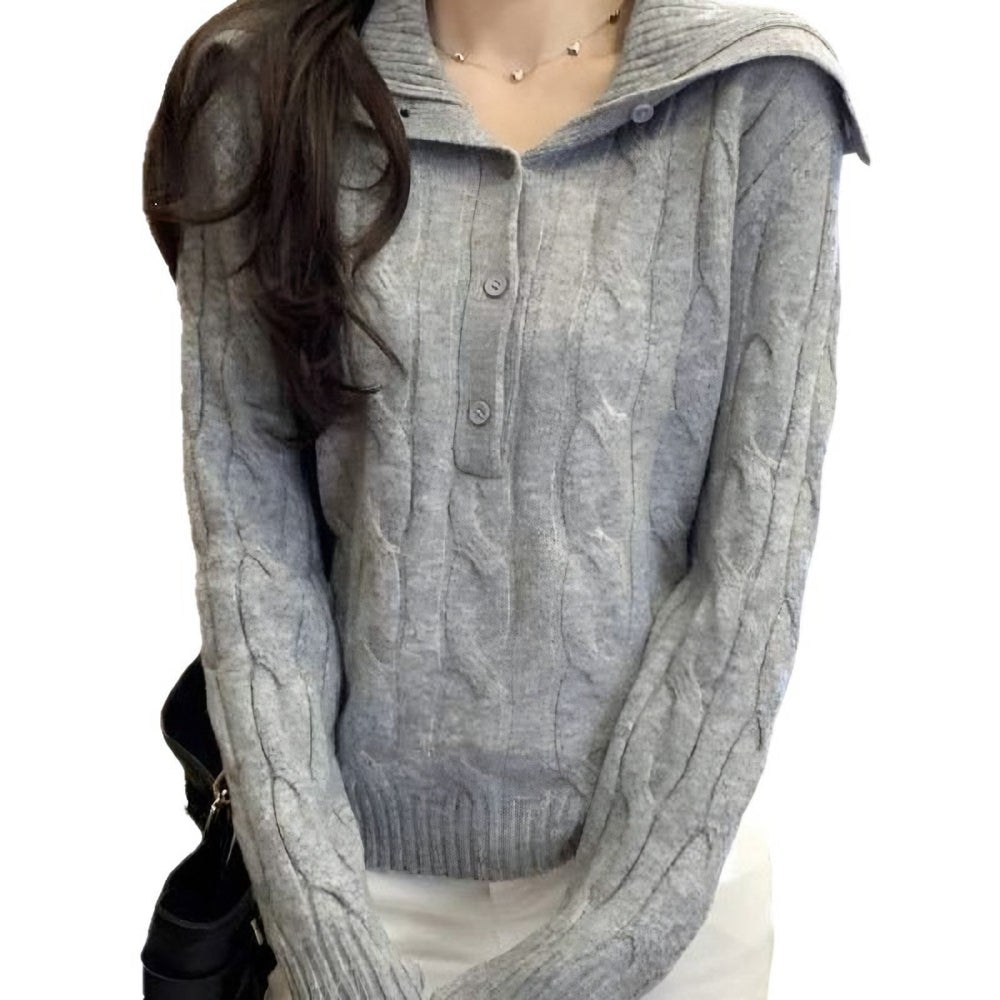 Photo: Seoul Cable Knit Button-Collar Jumper | Seoden London