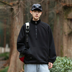 Photo: Men's Cotton Half Zip Collared Sweatshirt | Seoden London — view 5
