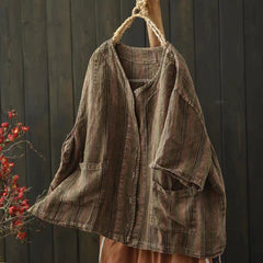 Photo: Women's Plus Size Striped Linen Shirt | Seoden London — view 4