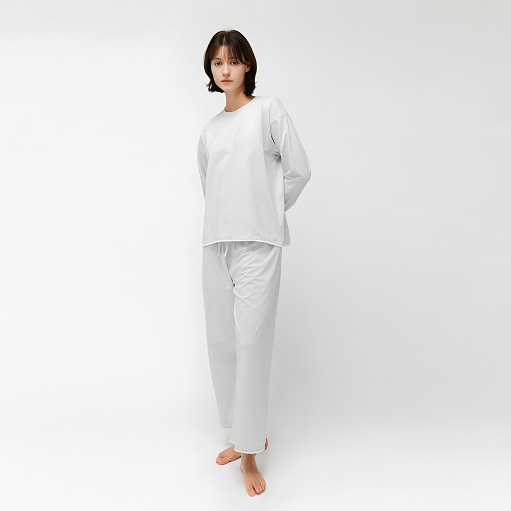 Photo: Women's Light Grey Cotton Pyjama Set | Seoden London