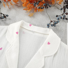 Photo: Women's White Heart Cotton Pyjama Set | Seoden London — view 8