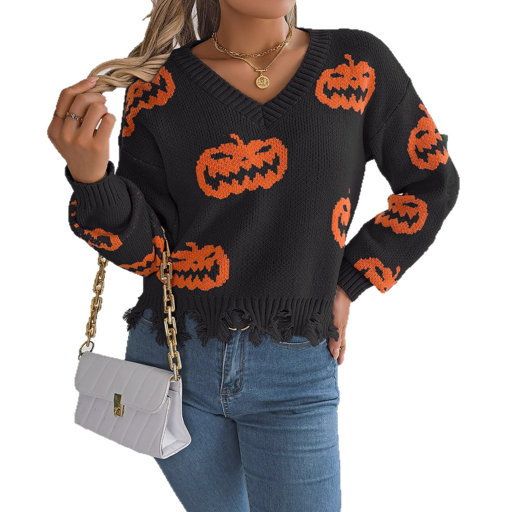Photo: Pumpkin Patch Distressed V-Neck Jumper | Seoden London