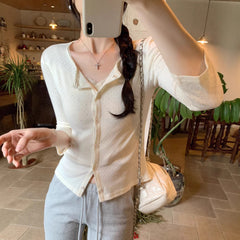 Photo: Women's Cotton Open Knit Cardigan | Seoden London — view 5