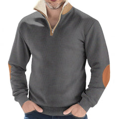 Photo: Suede-Patch Half-Zip Pullover | Seoden London — view 4