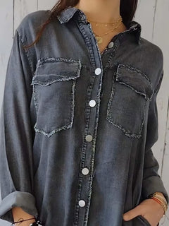 Photo: Women's Plus Size Longline Denim Shirt | Seoden London — view 7