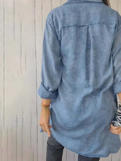 Photo: Women's Plus Size Longline Denim Shirt | Seoden London — view 2