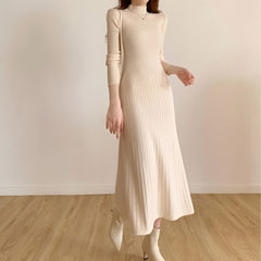 Photo: Women's Ribbed Knit Midi Dress with Long Sleeves | Seoden London — view 4