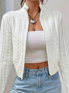 Photo: Women's Cable Knit Zip Cardigan | Seoden London — view 7