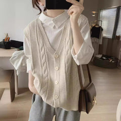 Photo: Women's V Neck Cable Knit Cardigan | Seoden London — view 1